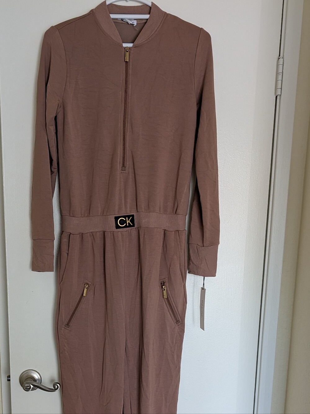Calvin Klein Knit Lounge Jumpsuit Women S Mauve Pockets